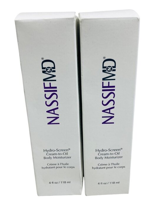 2 Pack Nassif MD Hydro-Screen Cream-To-Oil Body Moisturizer 4 Oz Anti-Aging New - Picture 1 of 3